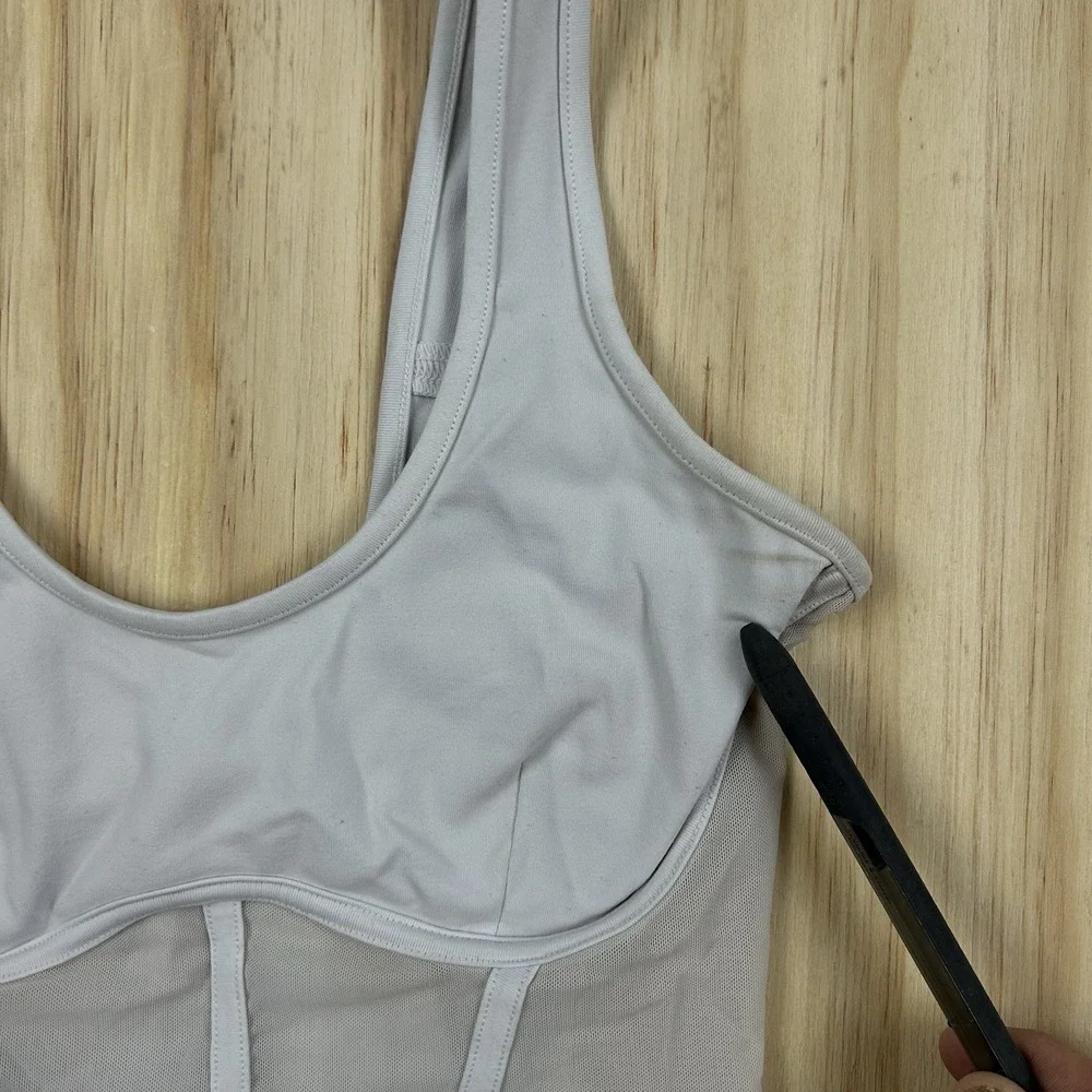 Alo Yoga Airbrush Mesh Corset Tank Gray Women's XS Athletic Y2K Top